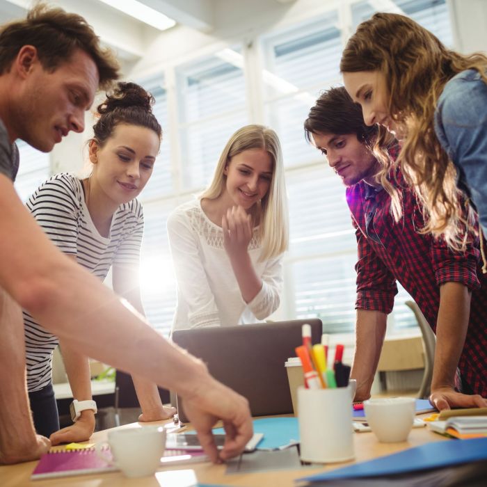 Graphic designers in a meeting